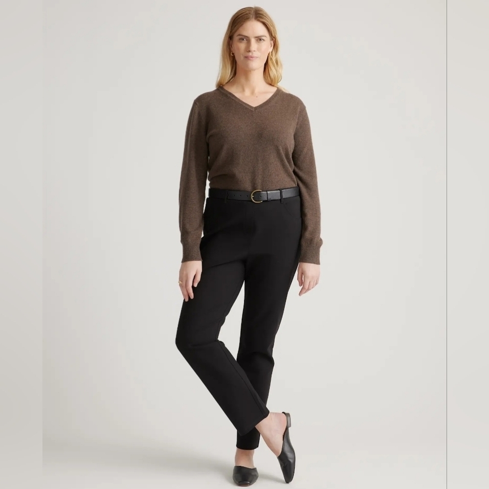 Quince Ultra Stretch Ponte Straight Leg 4 Pocket Pants Tall Black Large NWT